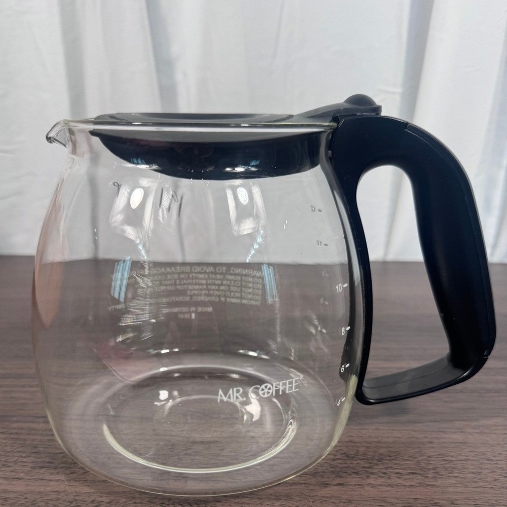 Mr.‎ Coffee 12 Cup Replacement Glass Carafe Black Lid Handle Made in Germany EUC